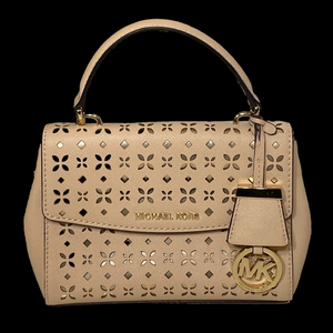 Michael Kors Laser Cut Ava Extra Small Leather Top Handle Bag peach-pink‎